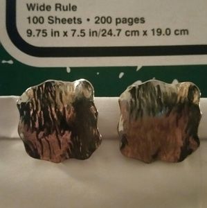 Vintage Silver "Tree Bark" Clip On Earrings.